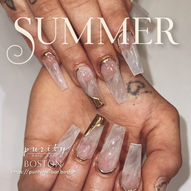 Rich in style, light as air.
This marble-glass set with gold detailing is your go-to for soft glam with a bold twist. Summer elegance never looked so effortless. 💫✨

💅 Want first access to designs like this?
Subscribe now for VIP perks & early booking!

#PurityNailBar #hpnails_bybo #BostonNails #SummerNails #MarbleNails #GoldDetailing #LuxuryNailArt #CleanGlam #NailGoals #NailInspo #VIPBeautyBoston