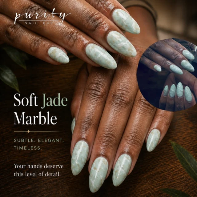 Soft jade marble 💚✨
Subtle, elegant, and effortlessly timeless.
Book your next set at Purity Nail Bar.
▫️ ▫️ #PurityNailBar #NailsByJohn #BostonNails #BostonNailTech #bostoncolledge