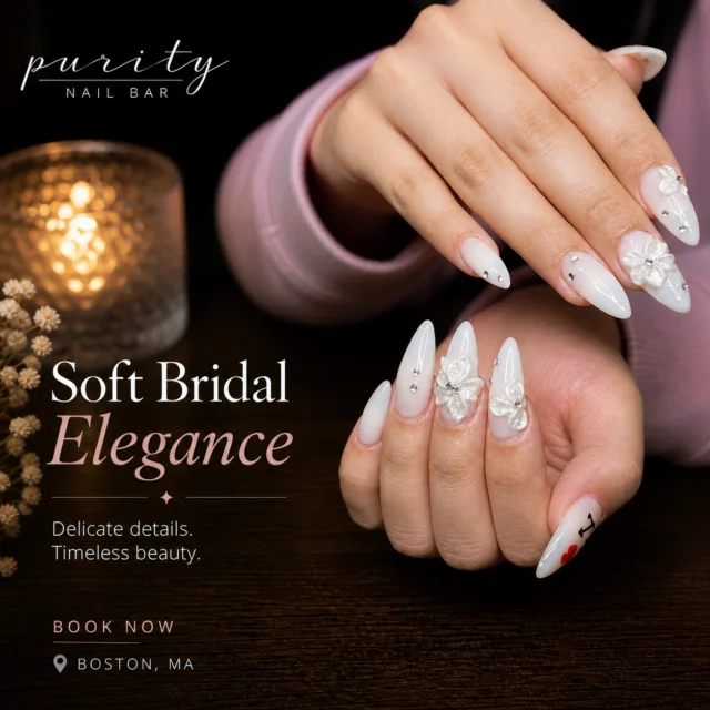 For the bride who loves soft, elegant details 🤍💍
A timeless look that shines in every moment.
▫️ ▫️ #PurityNailBar #NailsByJohn #BostonNails #BostonNailTech #bostoncolledge