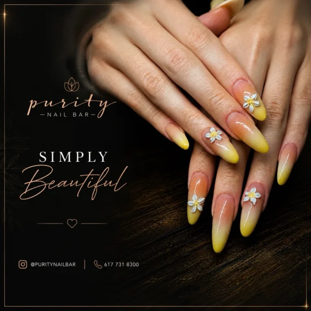 Meet your new summer obsession ☀️💛
Fresh yellow ombré, delicate floral accents, and sunshine in every detail 🌼✨
▫️ ▫️ #PurityNailBar #NailsByJohn #BostonNails #BostonNailTech #bostoncolledge